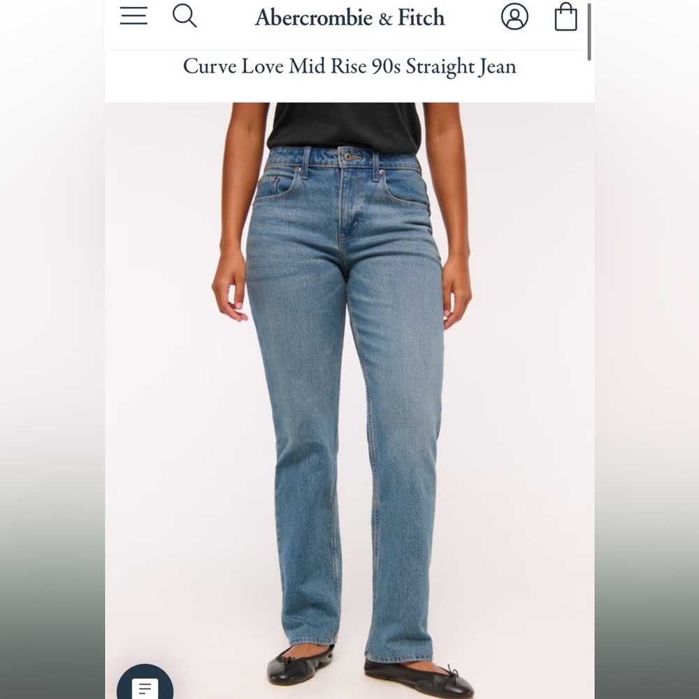 Abercrombie & Fitch Mid-Rise Straight Leg Jeans in Light Blue